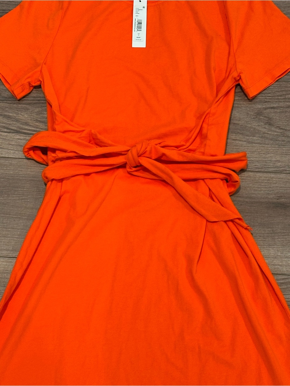 NWT! Alice + Olivia Evie Vibrant Orange Tie-Waist Dress Size Large - Picture 4 of 10